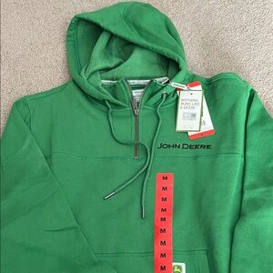 John Deere Men's Green Quarter Zip Hoodie NWT